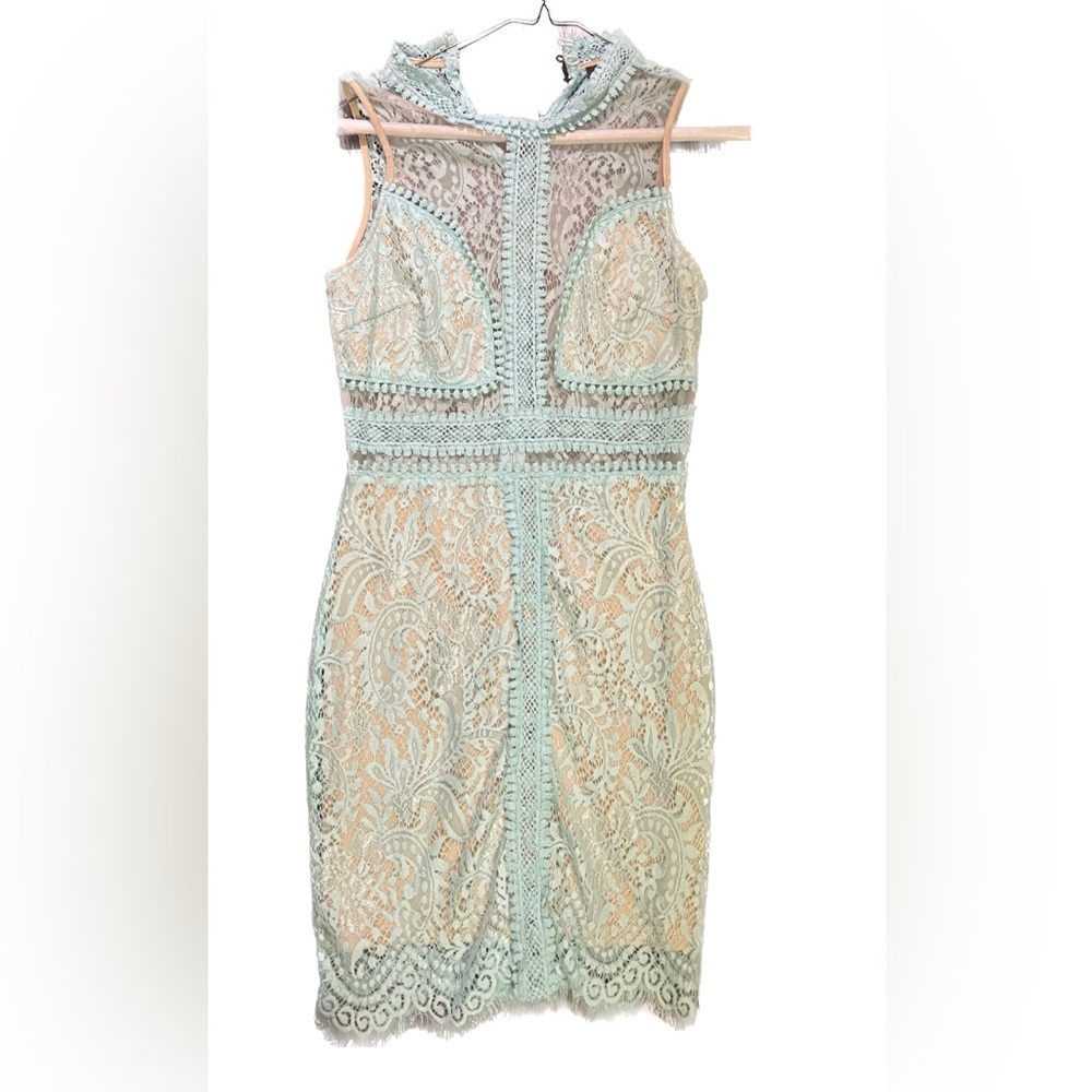 Mango Lace dress with cutouts, aqua or light blue color, worn once size M/Medium